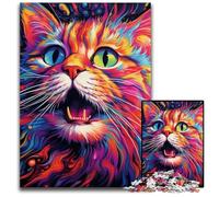 Puzzle 1000 pièces pour Adultes, Motif Chat coloré, en Carton, idéal pour décorer et stimuler Le Cerveau, 26x38cm / 10,23x14,96 Pouces