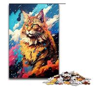Puzzle 1000 pièces pour Adultes Motif Chat coloré et Beau Amusant en Famille avec Affiche et fiche de Questions réponses Assorties 75 x 50 cm
