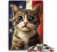 Puzzle 1000 pièces pour Adultes, Motif Chat Drapeau américain, Jouets éducatifs, Anti-Stress, Collection d'artistes, Beaux-Arts, 26x38cm