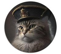 Puzzle 1000 pièces pour Adultes, Motif Chat et Robe Napoléon, Rond, idéal pour décorer et stimuler Le Cerveau, 67,5 x 67,5 cm