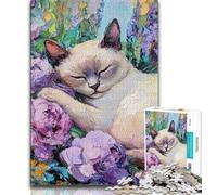 Puzzle 1000 pièces pour Adultes, Motif Chat Fleur, 1000 pièces pour Adultes, Un défi Difficile à Offrir à Toute la Famille (Taille 75x50cm)