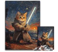 Puzzle 1000 pièces pour Adultes, Motif Chat Guerrier, Puzzle en Carton, Anti-Stress, Vacances à la Maison, Tuer Le Temps, Une œuvre d'art pour Les Enfants de 14 Ans et Plus, 26x38cm