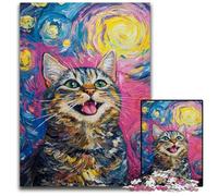 Puzzle 1000 pièces pour Adultes, Motif Chat Heureux, Jeux éducatifs en Bois, pour renforcer l'amour Entre Couples, à partir de 14 Ans, 50x75cm