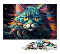 Puzzle 1000 pièces pour Adultes Motif Chat Maine Coon psychédélique coloré Difficile idéal comme Cadeau et Jouet pour Adolescents de 14 Ans et Plus 1000 pièces (75 x 50 cm)