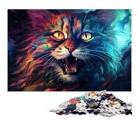 Puzzle 1000 pièces pour Adultes Motif Chat Maine Coon psychédélique coloré Puzzle en Papier Jouet éducatif 1000 pièces (38 x 26 cm)