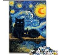Puzzle 1000 pièces pour Adultes, Motif Chat Noir, pour stimuler Le Cerveau, Jouets addictifs pour cultiver la Patience, décoration Parfaite (Taille 50x75cm)