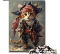 Puzzle 1000 pièces pour Adultes, Motif Chat Pirate, en Carton, idéal pour Les Anniversaires, Halloween, Thanksgiving et Pâques, Taille 38x26cm