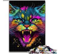 Puzzle 1000 pièces pour Adultes, Motif Chat Pop Art, Animal en colère, Jeu interactif Familial, idéal pour Les Adolescents, Cadeau Casse-tête (Taille : 50x75cm)