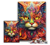 Puzzle 1000 pièces pour Adultes, Motif Chat psychédélique, Puzzle Difficile pour Adultes, 26x38cm, Cadeau Stimulant pour Le Cerveau, activité éducative pour Adolescents