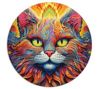 Puzzle 1000 pièces pour Adultes, Motif Chat psychédélique, Rond, en Papier, décoration Artistique, Jouet Intelligent pour Jeux d'intérieur en Famille (67,5 x 67,5 cm)