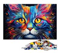 Puzzle 1000 pièces pour Adultes Motif Chat Siamois psychédélique coloré Jeu éducatif défi Jouet Illustration Cadeau 1000 pièces (75 x 50 cm)