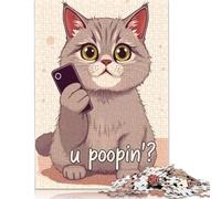 Puzzle 1000 pièces pour Adultes, Motif Chat, téléphone, Puzzle carré créatif pour Adultes, Puzzles en Bois, décoration d'intérieur, 1000 pièces (75 x 50 cm)