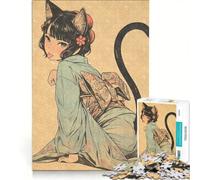 Puzzle 1000 pièces pour Adultes Motif Chat Vintage Jeu Impossible à réaliser décoration intérieure pour Toute la Famille 50x75cm