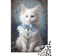 Puzzle 1000 Pièces pour Adultes Motif Chaton Blanc Duveteux 02 Puzzle en Papier pour la Famille, Défi Mental, 1000 Pièces (38x26cm)