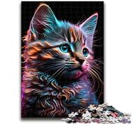 Puzzle 1000 pièces pour Adultes, Motif Chaton coloré et fumée, Jeux éducatifs, décoration d'intérieur, Cadeau d'anniversaire, Cadeaux pour Les 14 Ans et Plus, 50x75cm