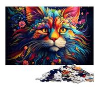 Puzzle 1000 pièces pour Adultes Motif Chatons psychédéliques colorés Jeu éducatif défi Jouet Illustration Cadeau 1000 pièces (75 x 50 cm)