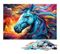 Puzzle 1000 pièces pour Adultes Motif Cheval psychédélique coloré idéal comme Cadeau Jeu Familial Anti-Stress Difficile 1000 pièces (38 x 26 cm)