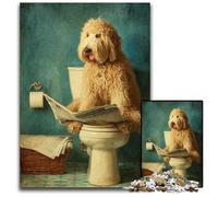 Puzzle 1000 pièces pour Adultes, Motif Chien aux Toilettes, Puzzle en Bois, Anti-Stress, pour Passer des Vacances à la Maison, Une œuvre d'art pour Les Enfants de 14 Ans et Plus, 50x75cm