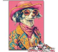 Puzzle 1000 pièces pour Adultes, Motif Chien Cowgirl, idéal pour Les Adolescents, Les Liens familiaux, Les Casse-têtes et Les décorations d'intérieur DIY (Taille 26x38cm)