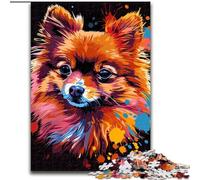 Puzzle 1000 pièces pour Adultes, Motif Chien de Poméranie, en Bois, idéal comme Cadeau en Famille 50x75cm, idéal pour la décoration intérieure, l'entraînement cérébral et Les fêtes de Fin d'année.