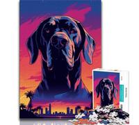 Puzzle 1000 pièces pour Adultes, Motif Chien Dogue Allemand, Coucher de Soleil, Mignon, décoration Murale Artistique, idée Cadeau d'anniversaire pour Amis, Maison, Bureau, 75x50cm