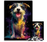 Puzzle 1000 pièces pour Adultes, Motif Chien Heureux, Puzzle en Bois, Casse-tête Stimulant pour Adolescents, soirée de Jeux en Famille, 50x75cm