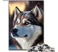 Puzzle 1000 pièces pour Adultes, Motif Chien Husky, Neige, en Carton, idéal pour Les Anniversaires et Les fêtes, Taille 26x38cm