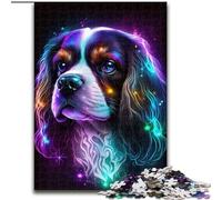 Puzzle 1000 pièces pour Adultes, Motif Chien King Charles Spaniel, en Bois, pour Les Anniversaires, Les fêtes et la décoration intérieure(1000 pièces, 50x75cm)