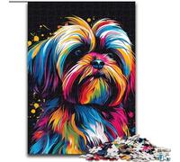 Puzzle 1000 pièces pour Adultes, Motif Chien Lhassa Apso, en Bois, idéal pour Les Adolescents, idéal pour Les fêtes de Fin d'année(50x75cm)