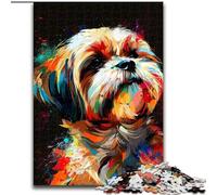 Puzzle 1000 pièces pour Adultes, Motif Chien Lhassa Apso, en Carton, Cadeau pour Hommes et Femmes, idéal pour Les Occasions Quotidiennes et spéciales, 1000 pièces(26x38cm)