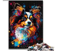 Puzzle 1000 pièces pour Adultes, Motif Chien Papillon, en Bois, Casse-tête Stimulant à Faire soi-même, idéal pour Un Jeu Familial ou Un Cadeau décoratif, 1000 pièces(50x75cm)