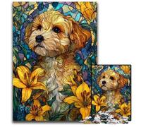 Puzzle 1000 pièces pour Adultes, Motif Chien vitrail, pour Les Adolescents, Les Couples et Les Amis, pour Les Anniversaires et Noël 26x38cm