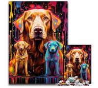 Puzzle 1000 pièces pour Adultes, Motif Chiens aux Cheveux dorés psychédéliques, idéal pour s'amuser en Famille, Jouer en Groupe ou pour Un Anniversaire 26x38cm/10,23x14,96 Pouces.