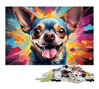 Puzzle 1000 pièces pour Adultes Motif Chihuahua coloré et Mignon Jeu éducatif défi Cadeau du Père Noël Secret 1000 pièces (38 x 26 cm)