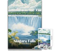 Puzzle 1000 pièces pour Adultes, Motif Chutes du Niagara Canada et États-Unis, idéal pour des Moments de détente en Famille Découpe de précision Cadeau Parfait pour Un Anniversaire Dimensions:50x75cm