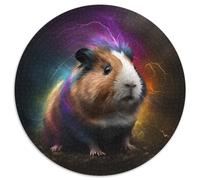 Puzzle 1000 pièces pour Adultes, Motif Cochon d'Inde, Rond, Fantaisie, 1000 pièces, Cadeau pour Hommes et Femmes, idéal pour Tous Les Jours et Occasions spéciales, 67,5 x 67,5 cm