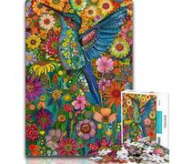 Puzzle 1000 pièces pour Adultes Motif Colibri psychédélique pour Adultes et Adolescents Design Dynamique et Unique expérience de Puzzle relaxante et stimulante (50x75cm)