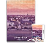 Puzzle 1000 pièces pour Adultes, Motif Copenhague, Jeu au Design élégant, pour Un Anniversaire, Dimensions 38x52cm