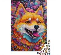 Puzzle 1000 pièces pour Adultes, Motif Corgi psychédélique, en Carton, décoration d'intérieur, 1000 pièces (75 x 50 cm)