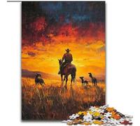 Puzzle 1000 pièces pour Adultes, Motif Cow-Boy des prairies, en Carton, idéal pour Les Adolescents et Les familles, idéal comme Cadeau de Noël, Taille 26X38cm