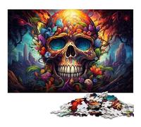 Puzzle 1000 pièces pour Adultes Motif crâne coloré décoration Murale pour Les Adolescents de 14 Ans et Plus 1000 pièces (75 x 50 cm)