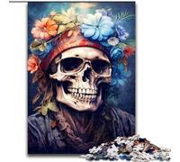 Puzzle 1000 pièces pour Adultes, Motif crâne en Bois, idéal pour Un Cadeau d'anniversaire, de Noël ou de Vacances, 50x75cm