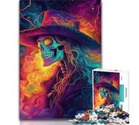 Puzzle 1000 pièces pour Adultes, Motif crâne enfumé, Jouet éducatif Anti-Stress, idéal comme Cadeau (Taille 75x50cm)