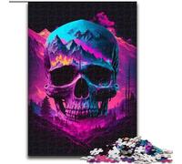Puzzle 1000 pièces pour Adultes, Motif crâne Synthwave en Bois, avec Jeu interactif Familial, pour Les 14 Ans et Plus(1000 pièces, 50x75cm)