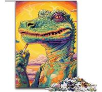 Puzzle 1000 pièces pour Adultes, Motif Crocodile du Nil psychédélique, pour Adolescents et familles, idéal pour Noël (Taille 50x75cm)