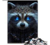 Puzzle 1000 pièces pour Adultes, Motif Cyborg Raton Laveur, en Bois, idée Cadeau pour Les fêtes, Illustration Humoristique et détaillée, 50x75cm, pour Anniversaire, Noël, Halloween