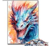 Puzzle 1000 pièces pour Adultes, Motif Dragon Aquarelle, en Bois, activité Amusante à Faire à la Maison, 50x75cm, décoration Artistique à Faire soi-même, Cadeau d'anniversaire idéal.