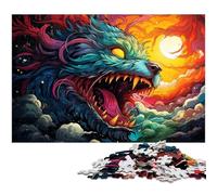 Puzzle 1000 pièces pour Adultes Motif Dragon psychédélique coloré Amusant en Famille avec Affiche et fiche de Questions-réponses Assorties (75 x 50 cm)
