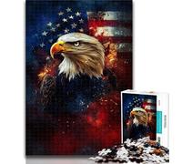 Puzzle 1000 pièces pour Adultes, Motif Drapeau américain et Aigle, Anti-Stress, Difficile à relever, pour renforcer l'amour Entre Couples, 50x75cm