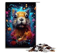 Puzzle 1000 pièces pour Adultes Motif écureuil psychédélique coloré idéal comme Cadeau pour Toute la Famille (1000 pièces 75 x 50 cm)